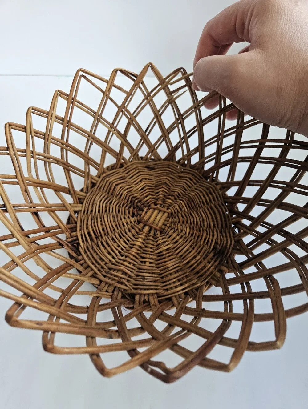 Vintage Boho Rattan Basket Serving Tray Rattan Wicker wall decor Yugoslavia MCM